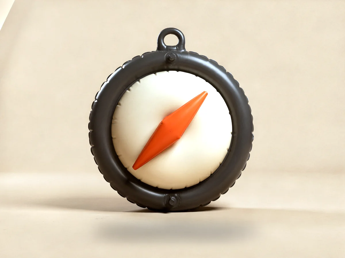 An inflatable latex compass with a visible valve, for founders asking what do investors look for in a startup at each round