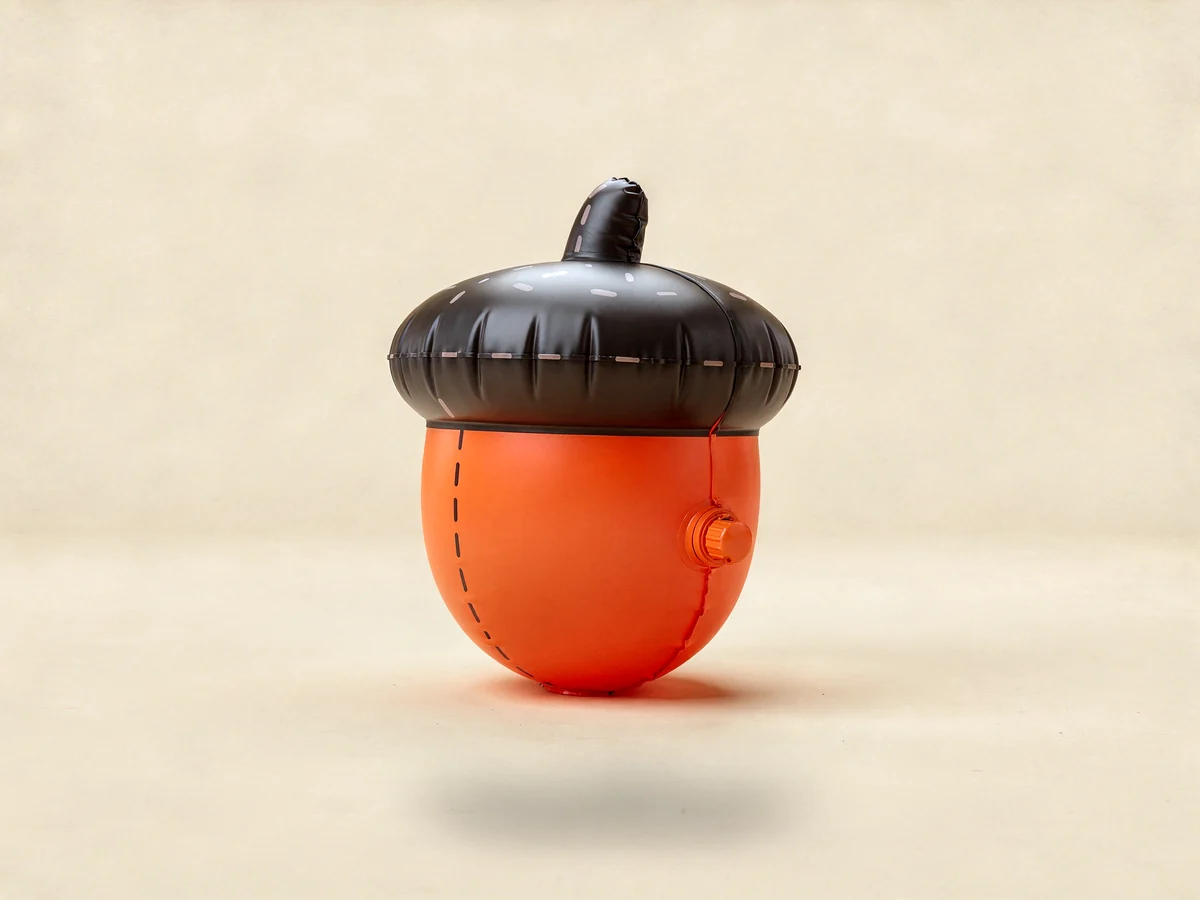 An inflatable acorn with a valve, standing in for a pre-seed startup before its first customers