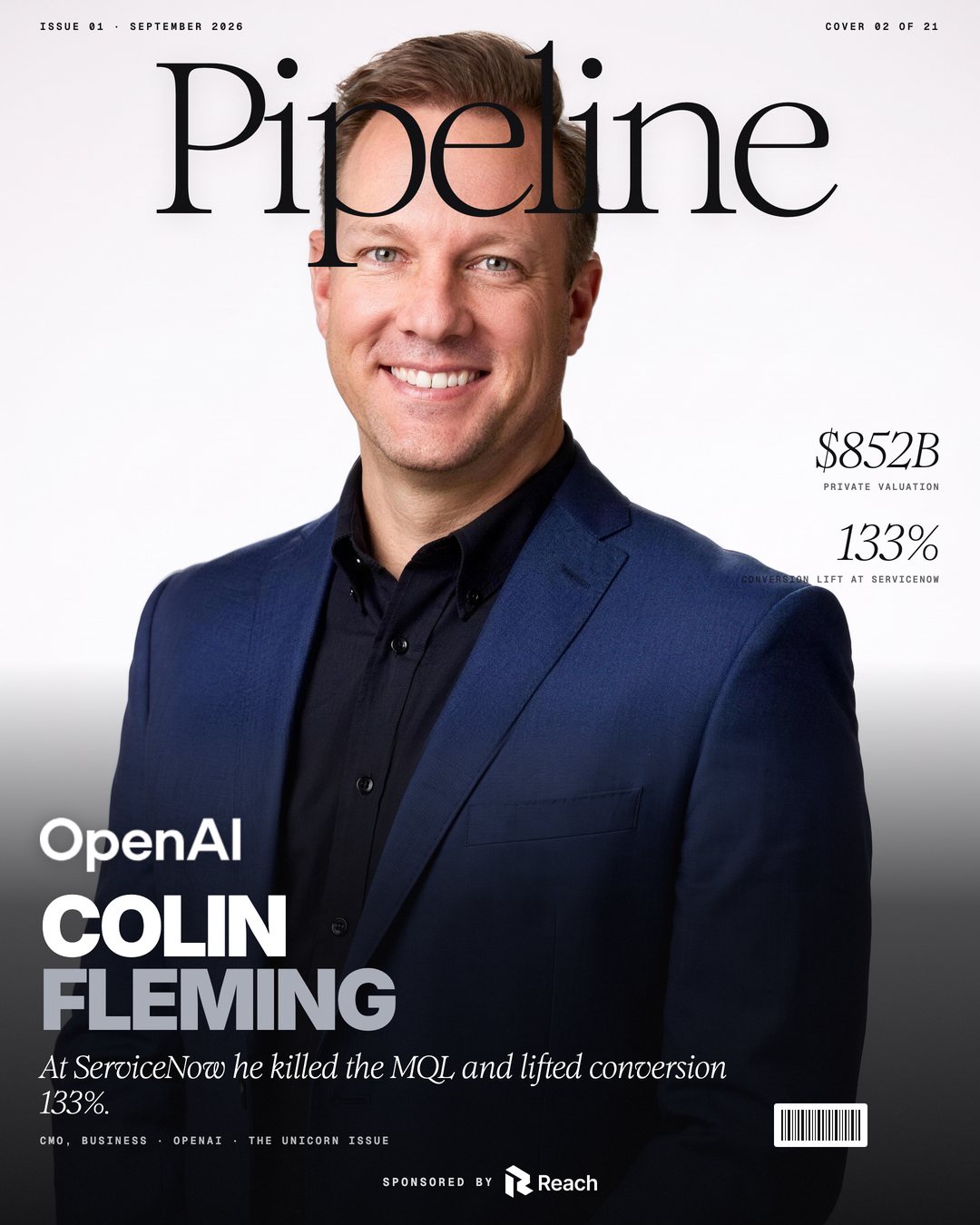 Colin Fleming, CMO, Business at OpenAI, on the cover of Pipeline, Issue 01