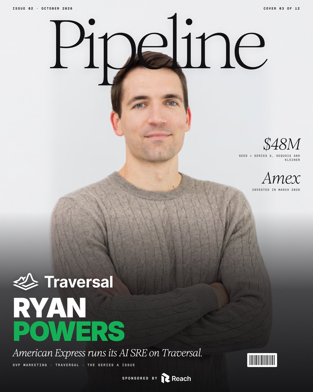 Ryan Powers, SVP Marketing at Traversal, on the cover of Pipeline, Issue 02